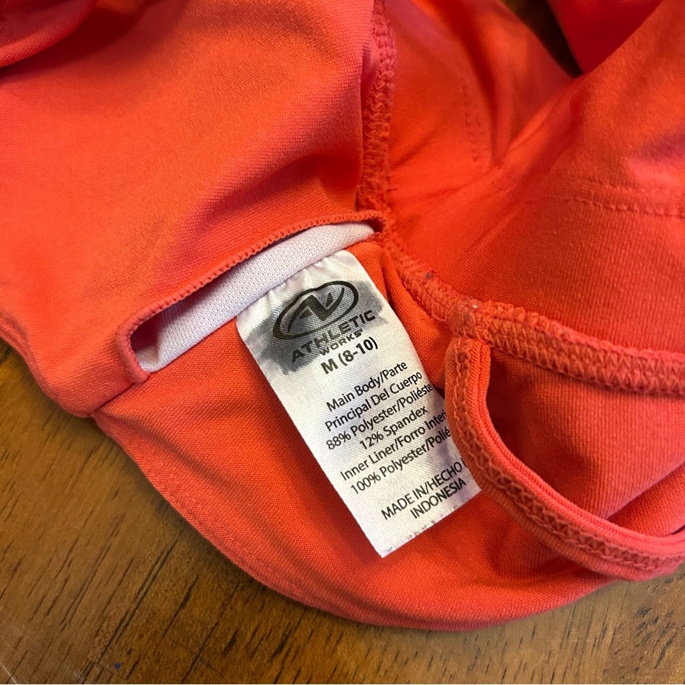 Bright Coral Strappy Back Sports Bra | Women’s Medium | Athletic Activewear - Picture 4 of 6